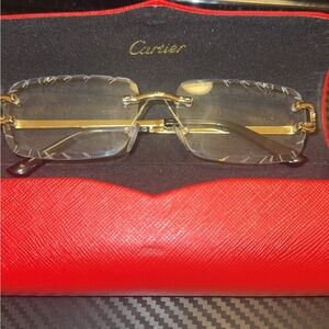 Cartier Gold and Black Rimless Eyewear